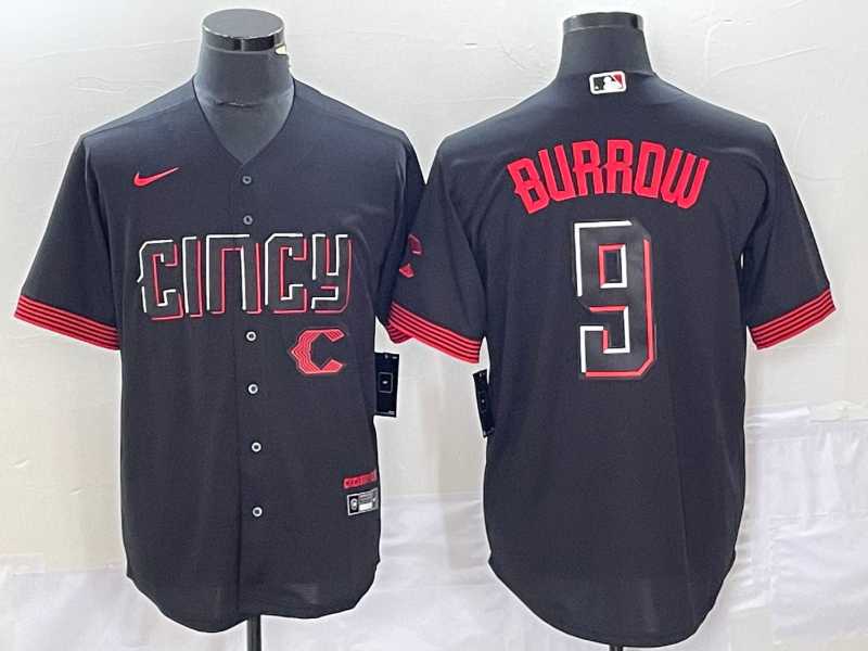 Men's Cincinnati Reds #9 Joe Burrow Black 2023 City Connect Cool Base Stitched Baseball Jersey1,We sell and wholesale Men's Cincinnati Reds #9 Joe Burrow Black 2023 City Connect Cool Base Stitched Baseball Jersey1 on line form chian!